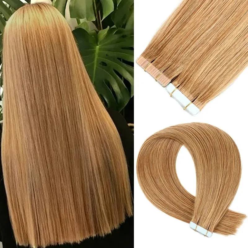 20Pcs Straight Tape ins Extensions Real Human Hair Double Side Tape in Hair Extensions Tape in Hair Extensions Remy Human Hair