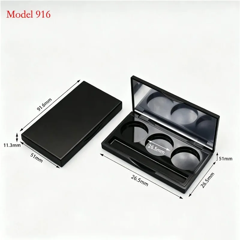Batch Sale Price For Square 2/3/4/5/6/9/12 Colors Black Plastic Empty Eye Shadow Palette Blusher Powder Container