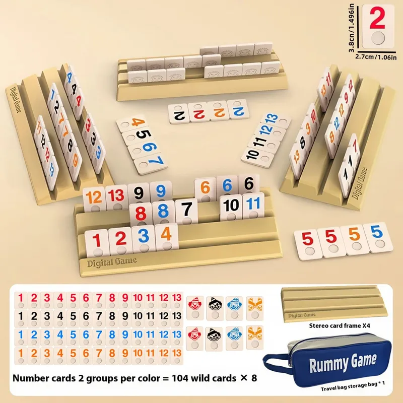 112pcs Cards Deluxe Portable Travel Game Set - Classic Block Cards Mini Mahjong Fun Tabletop Game Suitable for 2-4 Players — image 8