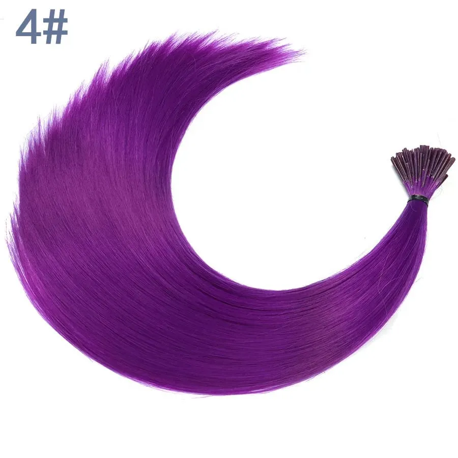 50 Strands/Pack Synthetic Colored I-Tip Stick Hair Extensions Straight Hair 16 Inch For Women High Temperature Fiber Hairpieces — image 12
