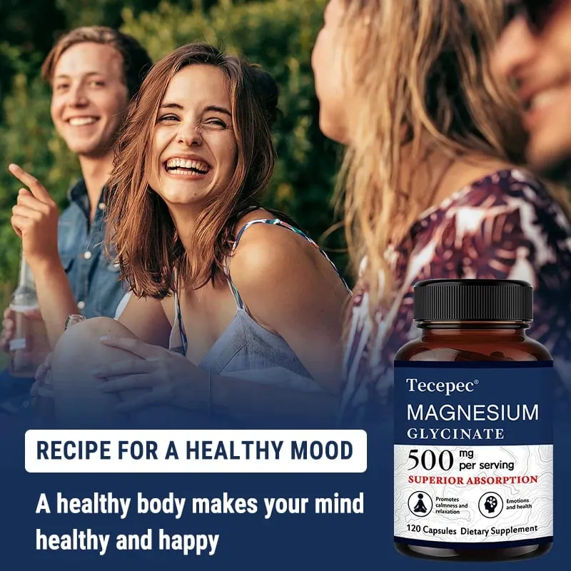 Magnesium Glycinate 500mg Capsules High Absorption Promote Calm and Relaxation Stress & Anxiety Relief Dietery Supplement — image 7