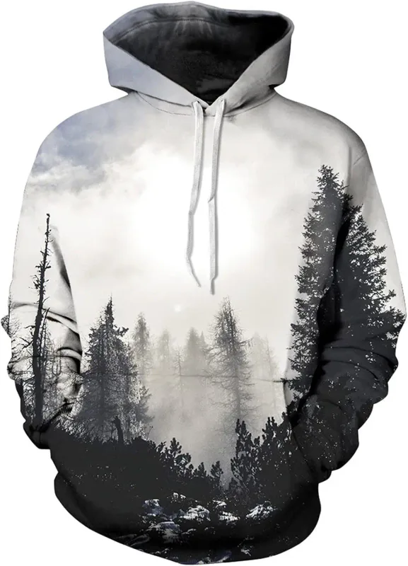 Mens Graphic Hoodies Unisex Novelty Print Hoodie, 3D Pattern Pullover Sweatshirt With Pocket, Long Sleeve Warm Graphic Hoodie Me — image 2