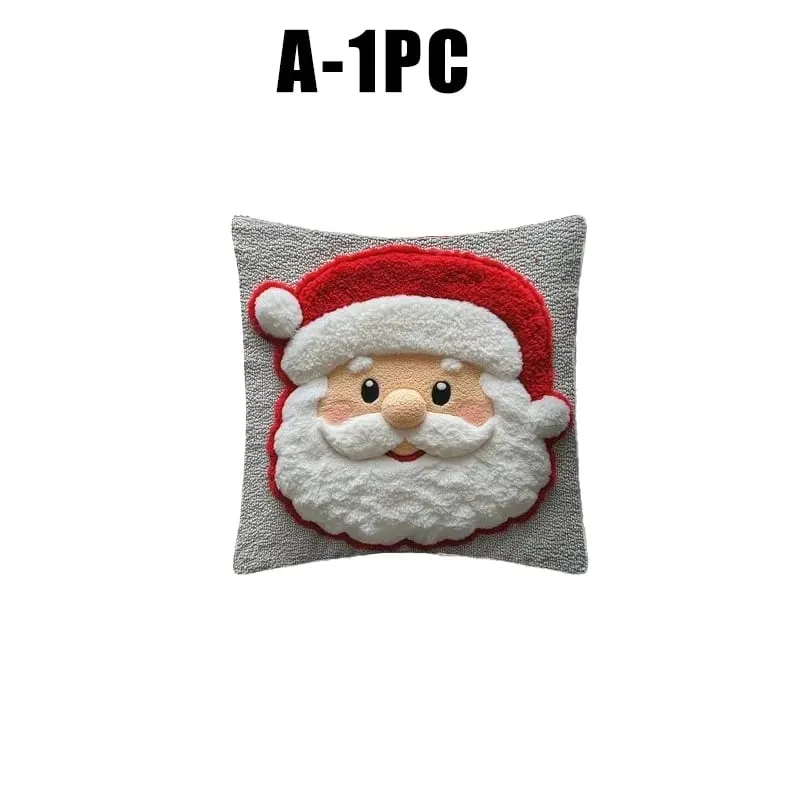 Christmas Character Cushion Cover Snowman Reindeer Digital Print on Stretch Fabric for Festive Home Decor