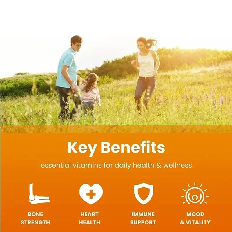 Vitamin D3+K2 Capsules - For Regulate Calcium Metabolism Promote Bone Heart and Immunity System Health