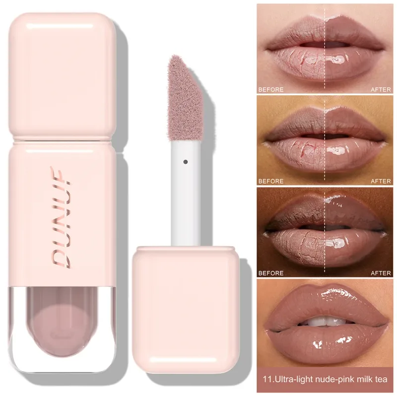 Glossy Lip Gloss Cermin Air Tint Bibir Tahan Lama Tidak Melekit Cawan Gincu Cecair Melembapkan Bogel Merah Coklat Bibir Makeup — image 8