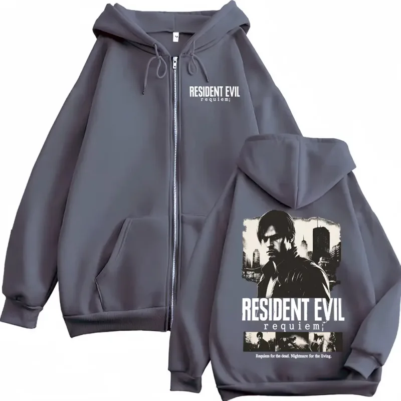 Limited Leon Kennedy Zip Up Hoodies Resident Evil Requiemm Jacket Sweatshirt Men Women Violence Aesthetic Zipper Pullovers Coats — image 4