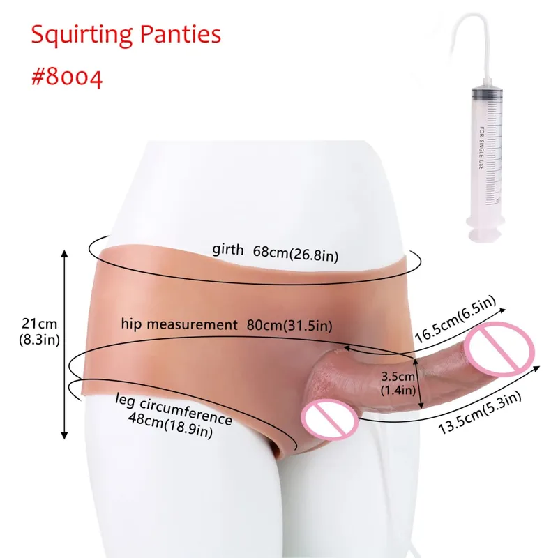 Black Nude Strapon Big Realistic Ejaculation Dildo Silicone Squirting Panties With Simulated Solid Penis Sex Toy For Women