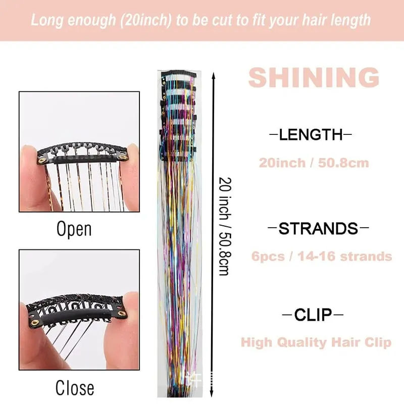 12pcs Per Pack of BB Hair Clips Shiny Metallic Hair Extensions with Clips Fairy Hair Sparkling Hair Accessories for Women. — image 5