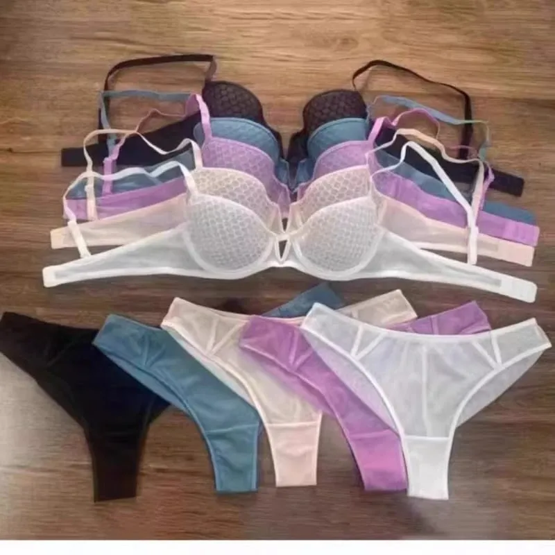 Summer Style Ultra-Thin Minimizer Bra Set Ladies Large Bust Soft Underwire Side Support Anti-Sagging Everyday Lingerie