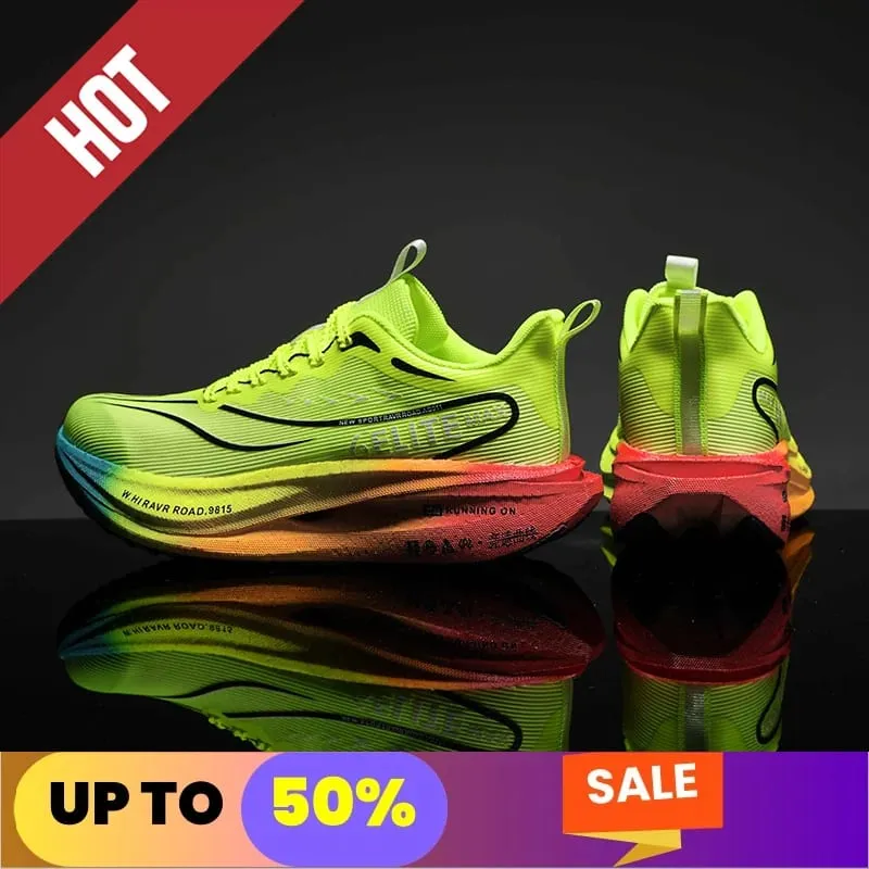 Fluorescence Running Shoes CarbonBoard Marathon Men Sports Breathable Women's Comfortable Athletic Casual Sneakers WearResistant — image 9