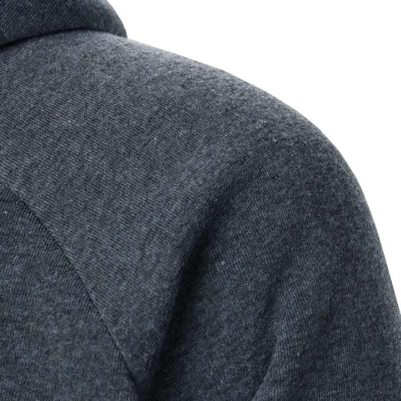 Autumn winter men's solid color hooded top Long sleeve side zipper design hoodie — image 2