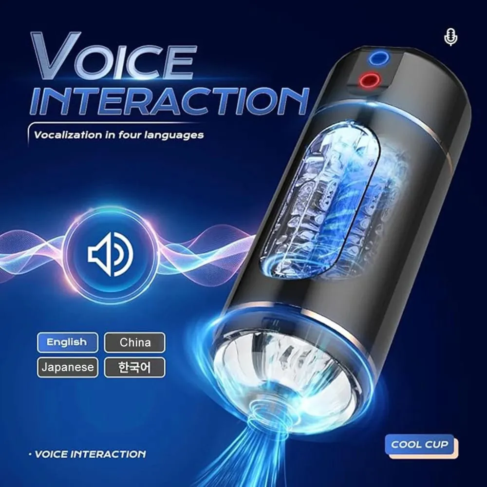 10 Frequency Male Vibration Masturbation Cup Intelligent Voice Interactive Aircraft Cup Penis Exercise Device Adult Sex Products