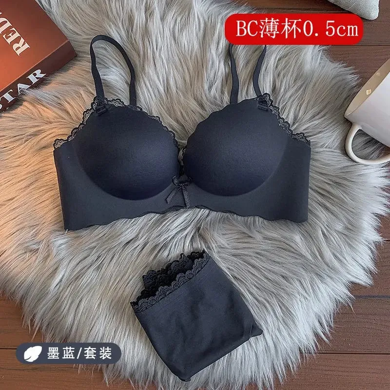 セクシーWomen Wireless Seamless Bra Set One‑Piece Push‑Up Brassiere Small Bust Side Support Anti‑Sag Soft Ladies Intimates Lingerie — image 19