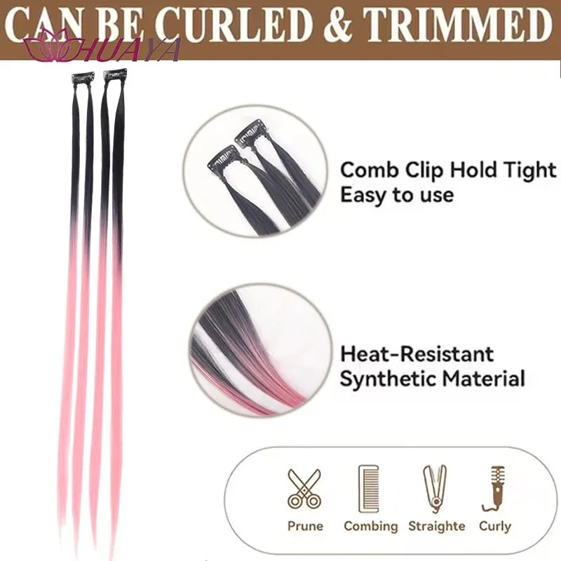 24‑Inch Clip‑in Face‑Framing Highlight Synthetic Hair Extensions Easy to Wear Suitable for Daily Look Parties and Cosplay