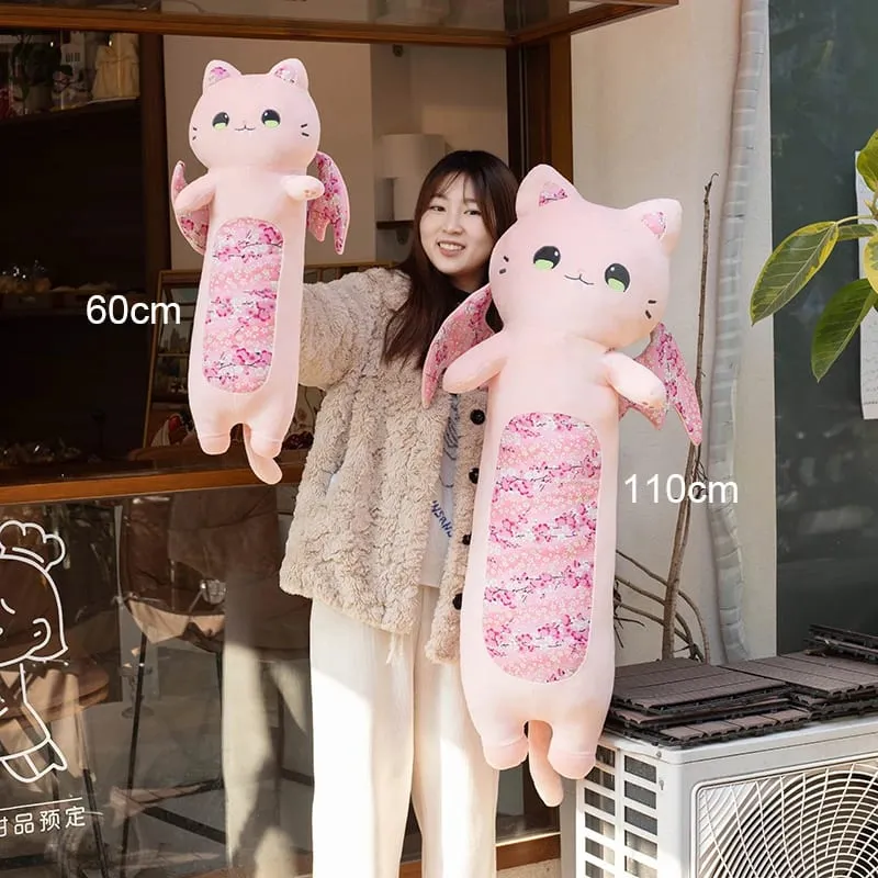60 ซม.แมวน่ารักหมอน Cherry Blossom แมวปีกค้างคาวของเล่นตุ๊กตา Kawaii หมอนนอนนุ่มเบาะสาวของขวัญวันเกิด — image 4