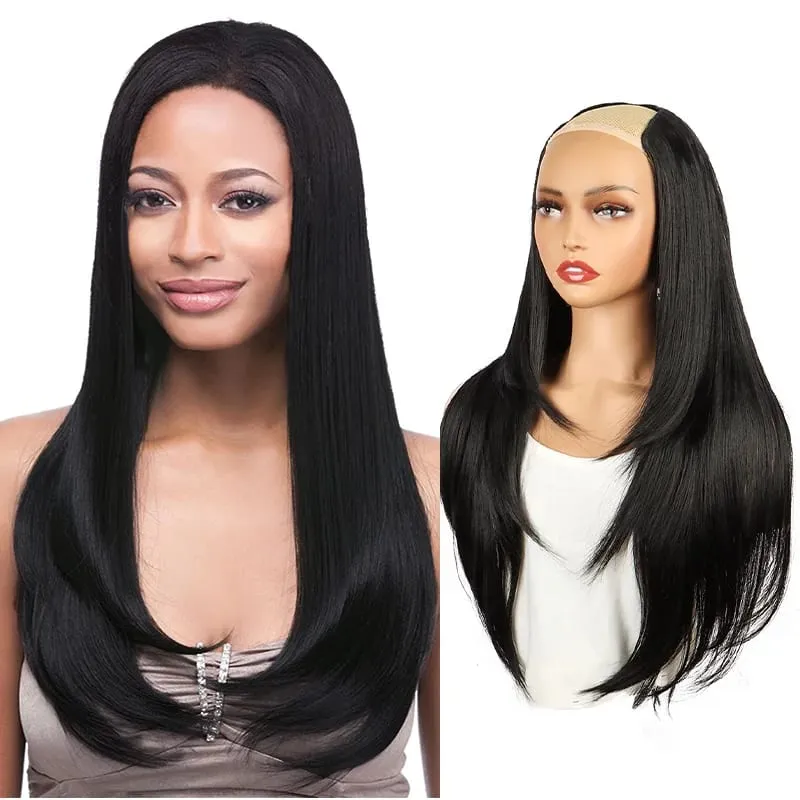 22 inch Synthetic One-Piece Hair Extensions | Inward-Curled Ends | BB Clips Easy Wear No Damage | Instant Volume & Length