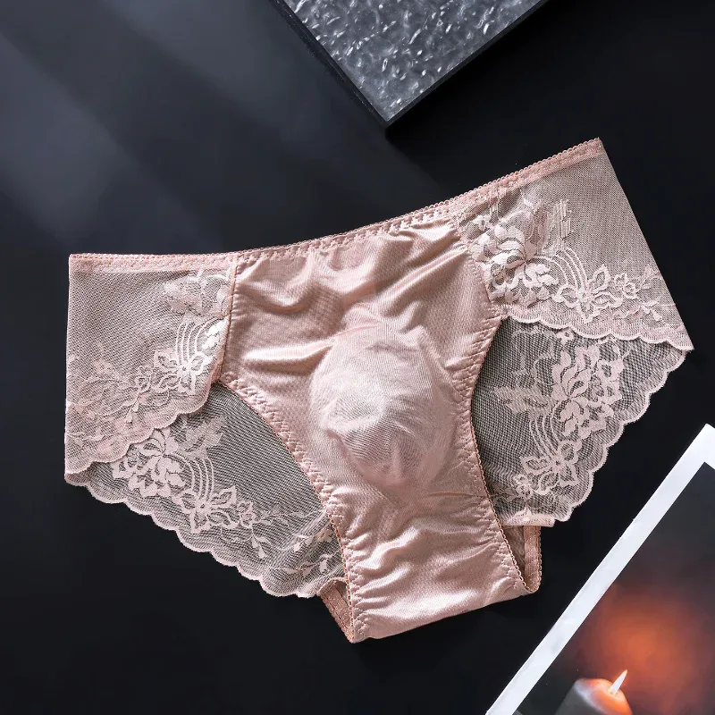 Erkek Dantel Külot 3d U Dışbükey Kese Iç Çamaşırı Buz Ipek Nefes Ince Iç Çamaşırı Seksi Alçak Külot Sissy Feminizasyon