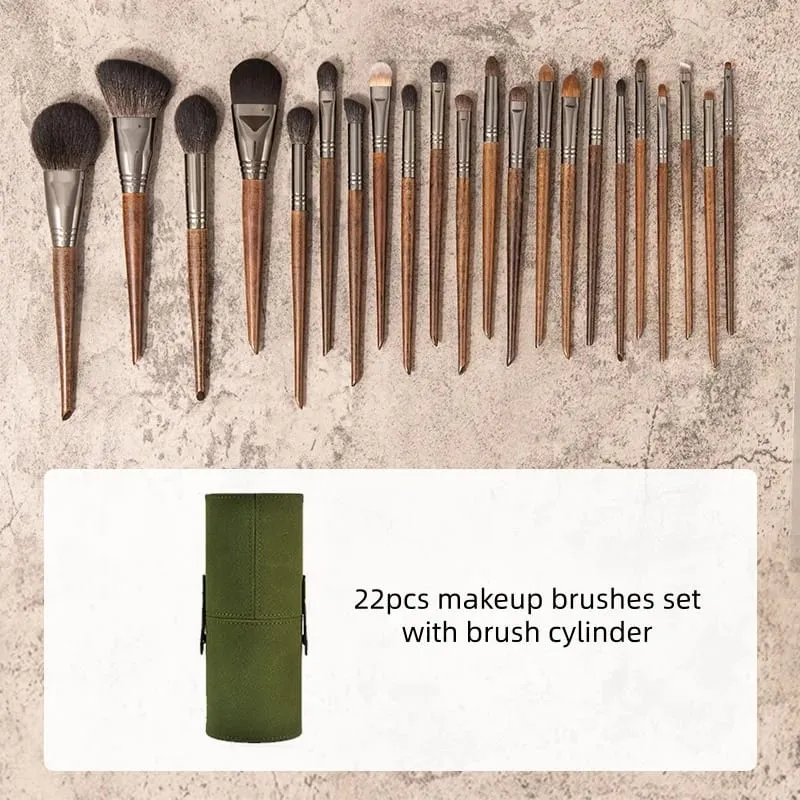 22pcs Goat Hair Makeup Brushes Set: Eyeshadow Brush Foundation Powder Brush Contour Blush Brush Cosmetic Makeup Tools — image 6