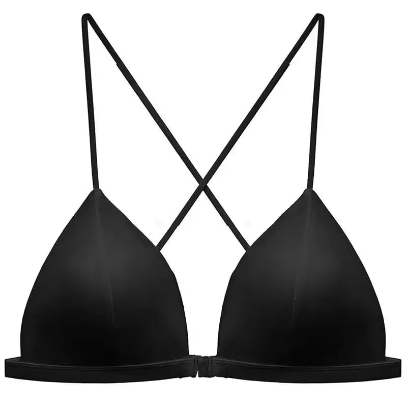 Hot Sale Leopard Print Bra French Triangle Front Closure Thin Beauty Back Spaghetti Strap Comfy Lingerie For Women Summer Daily — image 9