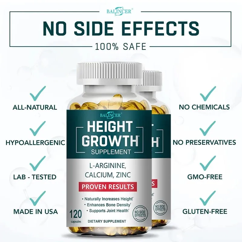 Height Growth Supplements Calcium Vitamin D3 Zinc Bone Strengthening Natural Height Increase for Children Teens Adults — image 4