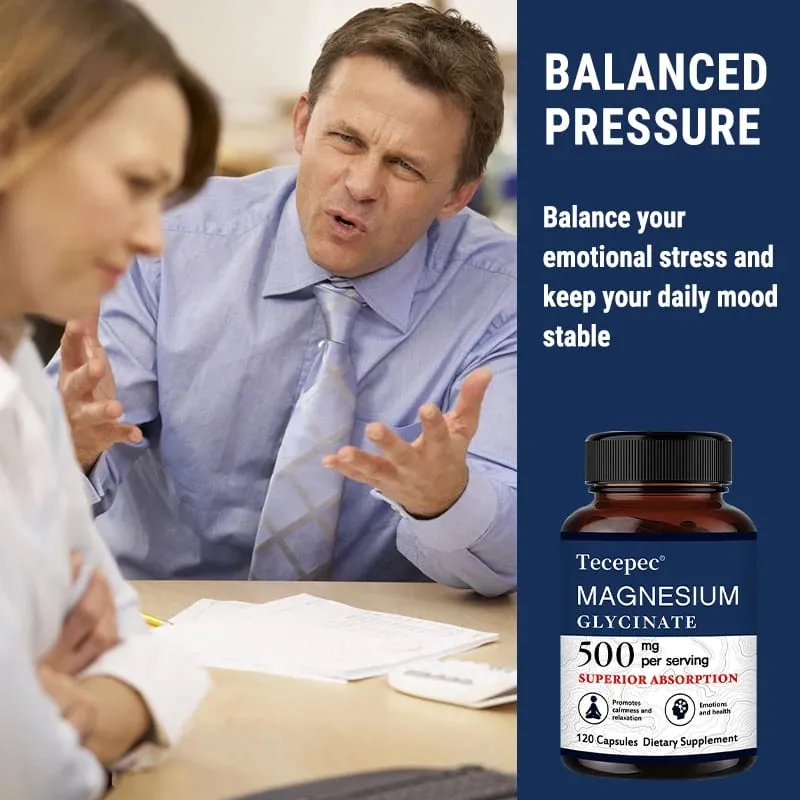 Magnesium Glycinate 500mg Capsules High Absorption Promote Calm and Relaxation Stress & Anxiety Relief Dietery Supplement — image 5