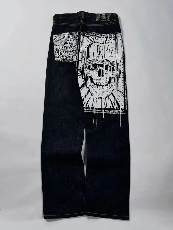 Retro Y2K Oversized Print Explosions Mens Jeans American Hip-hop Trend Gothic Straight Pants Harajuku Casual Couple Wide Pants — image 11