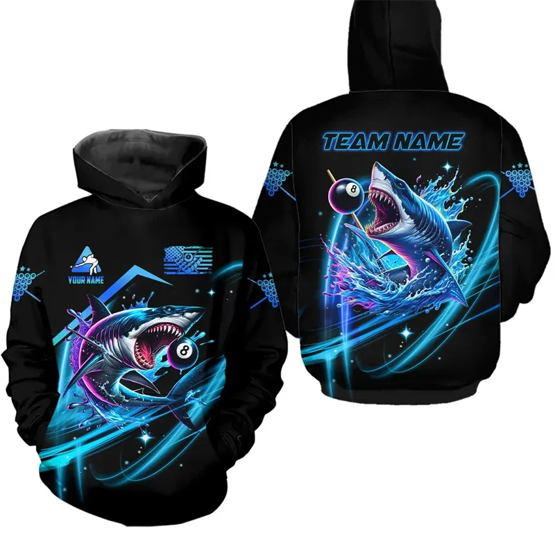Personalized Billiard Pattern Hoodie For Men Sports Custom Name Pullover Sweatshirts Tops Hot Sale Plus Size Long Sleeve Hoodies