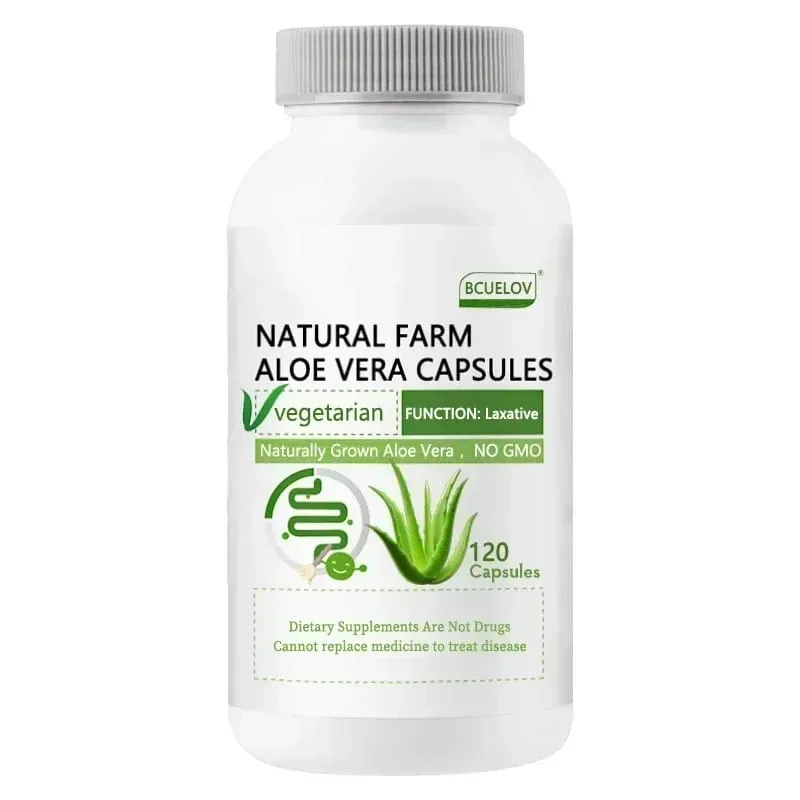 Cápsulas de extrato de Aloe Vera - ajudam a limpar e desintoxicar o cólon, queimar gordura, manter o equilíbrio do ácido estomacal e aumentar a imunidade