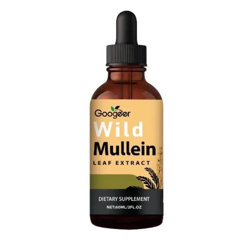 Wild Mullein Leaf Extract Drops with Ginger & Lemon Peel 60ml Herbal Liquid Supplement for Daily Respiratory Wellness & Comfort