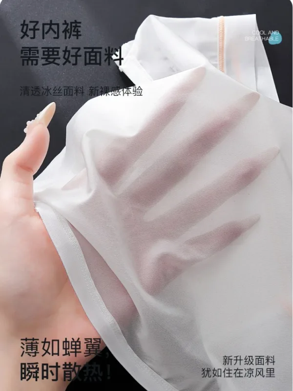 Women Panties for Men Ice Silk Seamless Brief Sexy Mesh Splicing Transparent Underwear Youth Breathable U Convex Pouch Underpant
