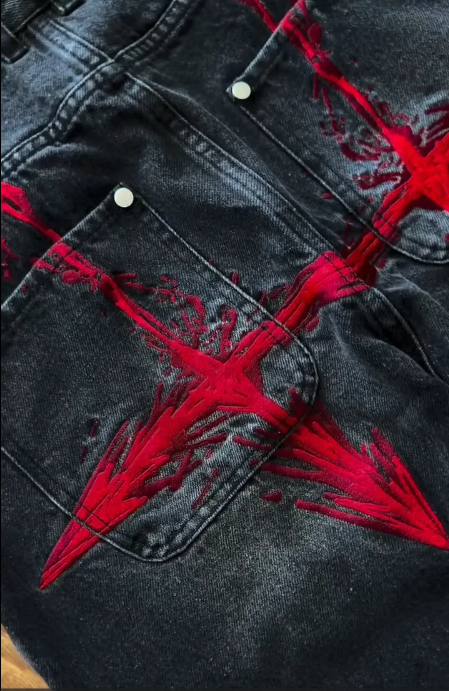 Retro Flame Arrow Embroidered Jeans Baggy Wide Leg Straight Denim Pants Men's Hip Hop Y2k High Waist Streetwear Men Clothing