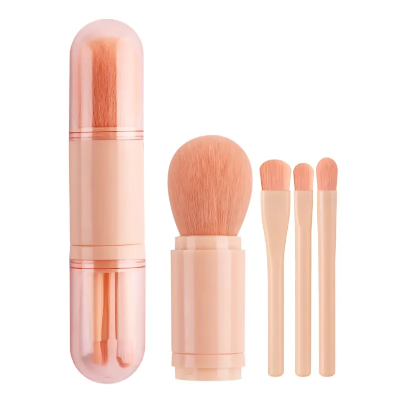 Detachable 4 In 1 Makeup Brush Set Round Powder Flat Eyeshadow Brushes Travel Portable Facial Eye Cosmetic Tools