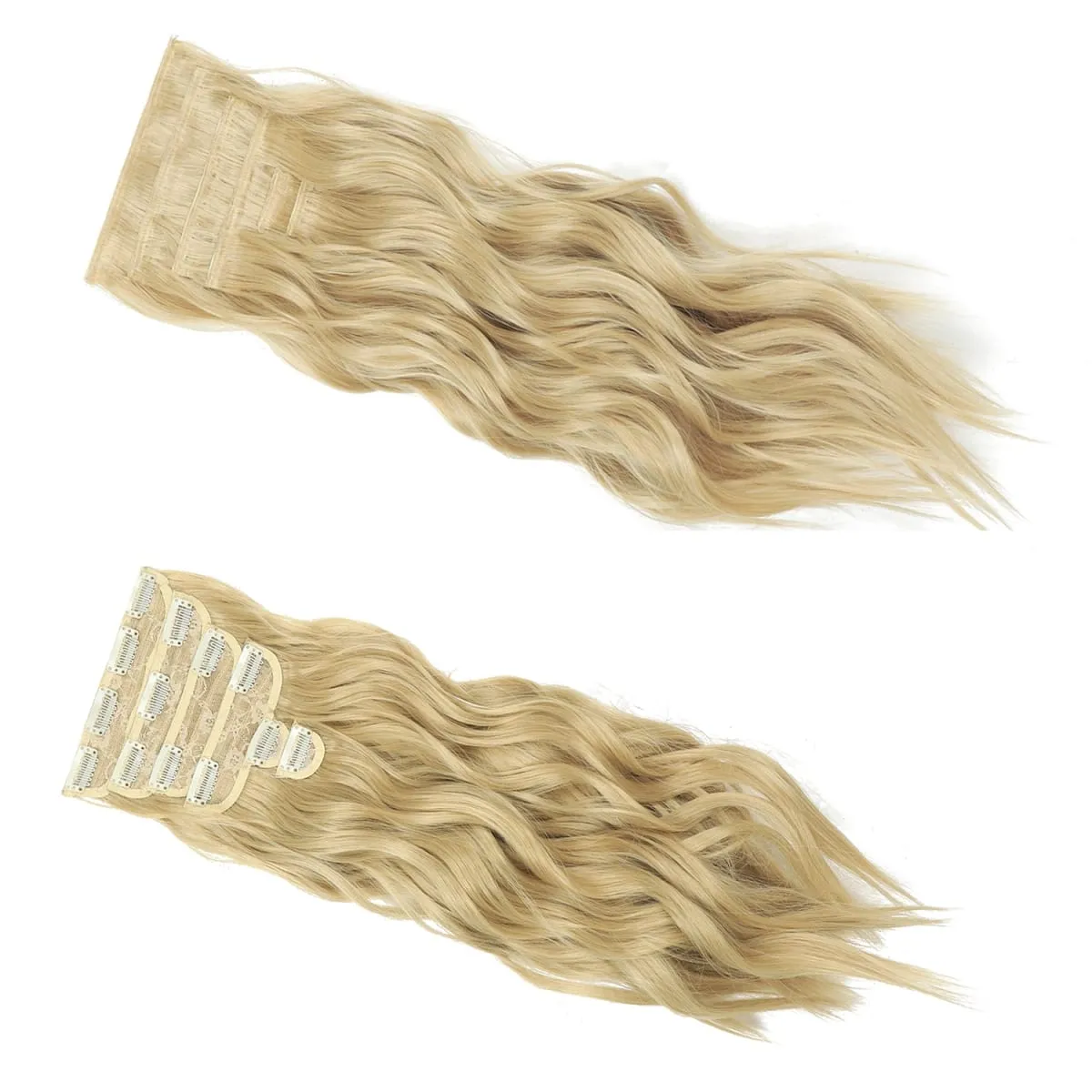 Clip in Hair Extensions 6PCS Thick Synthetic Hair Long Beach Waves hair Invisible Lace Weft Natural Soft Hairpieces for Women