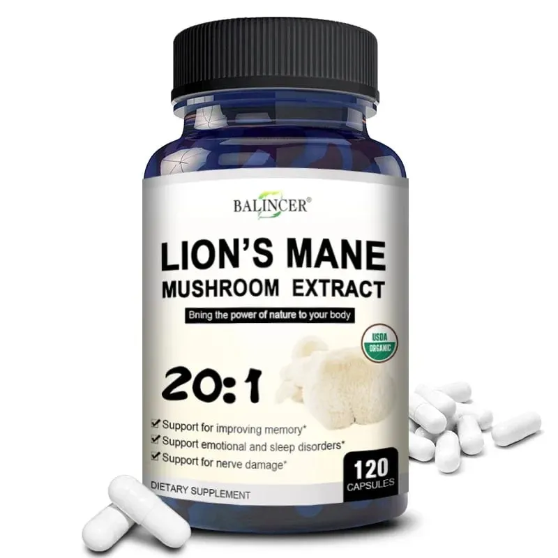 Lion's Mane Mushroom Capsules - Strengthens The Brain Memory and Cognition Improves Mood and Sleep Quality Supplements