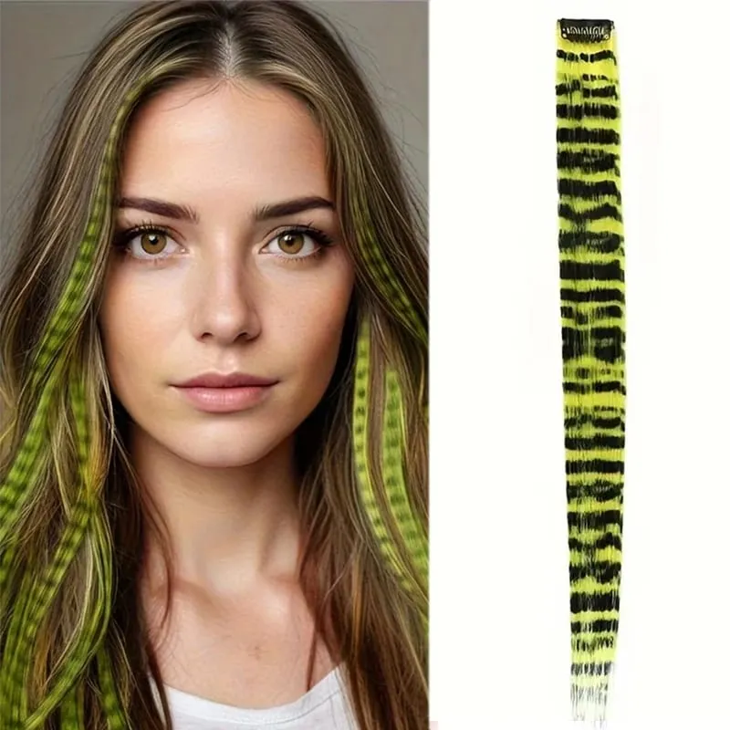 Rainbow Colored Feather Clip In Hair Extensions 18inch Synthetic Hair Piece Y2K Fashion For Women Girls Cosplay Party Halloween