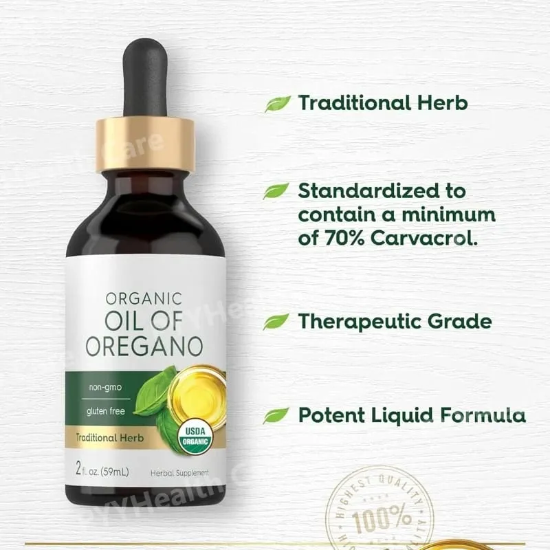 Organic Oil of Oregano Liquid Drops Vegan Herbal Supplement Daily Nutritional Support 60ml Per Bottle — image 3