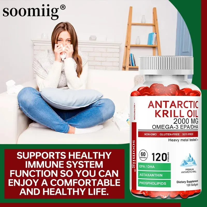 Capsule di olio di krill antartico da 2000 mg | Fonte naturale di potenza 3X di Omega-3 EPA DHA con integratore di fosfolipidi di astaxantina — image 5