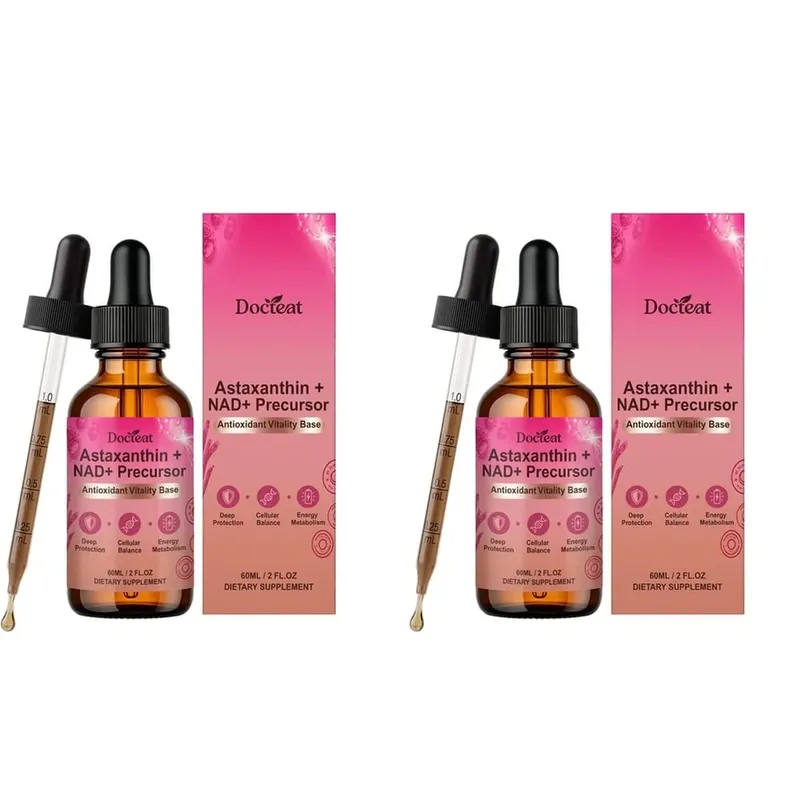 Docteat Astaxanthin+ NAD+ Precursor Liquid Supports Cellular Nutrition and Energy Metabolism Antioxidant Vitality Base 60 Ml