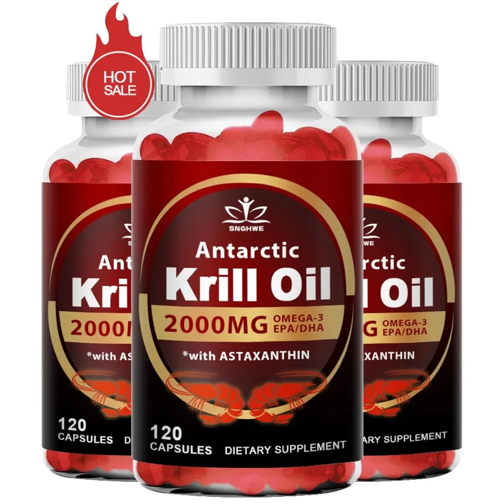 2000 mg d'huile de krill phospholipides oméga-3 EPA et DHA phospholipides et astaxanthine pour le régime de soutien immunitaire et cardiaque des articulations cérébrales — image 1