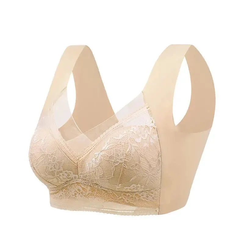 Fall Sweet Seamless Ice Silk Push Up Bra For Women Wireless Lace Bralette Plus Size Brassiere Summer Comfort Underwear Lingerie