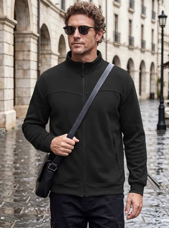 Four Seasons men's full-zip soft-shell jacket with stand-up collar, side pockets, long sleeves and relaxed casual style