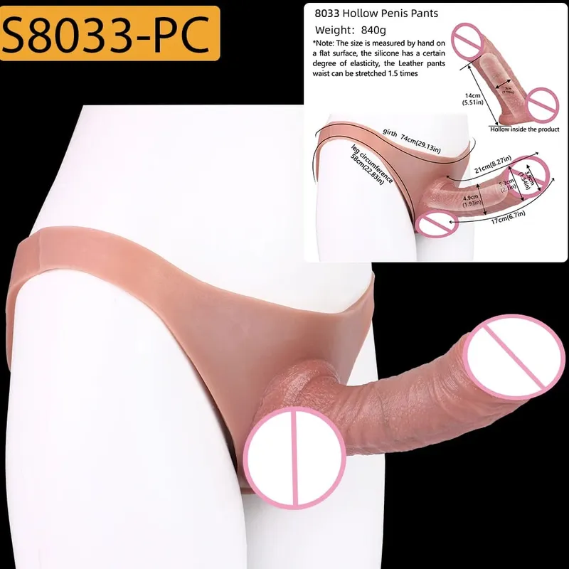 Strap-On Lifelike κάλυμμα πέους насадка на член Large Hollow DildoPants Intimate ενήλικα σεξ παιχνίδι για σεξ ζευγάρια