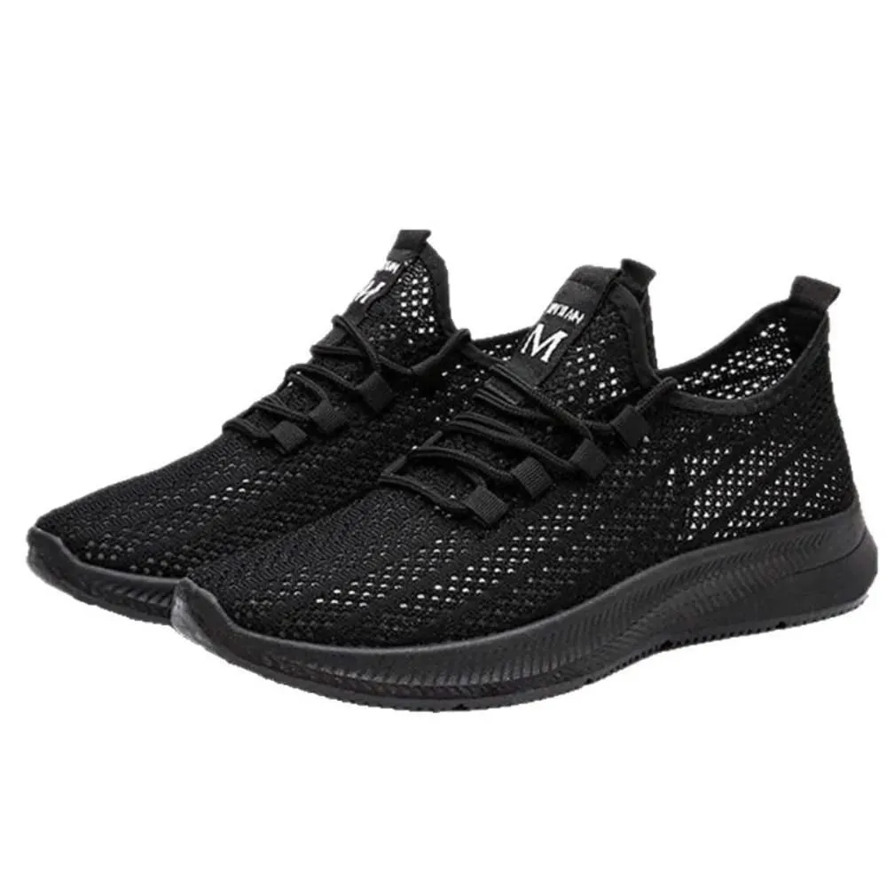 Åndbare mænds afslappede sneakers Slidbestandige anti-skrid sportssko blødsålede snørebånd Slip-on mode sneaker