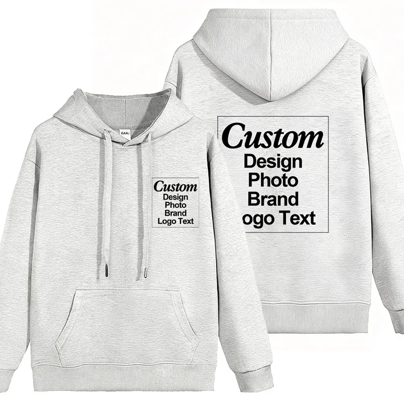 High Quality Custom Hoodie Cotton Sweatshirt Print Embroidery Brand Logo Text Photo Design Men Women Famliy Team Clothing 300g