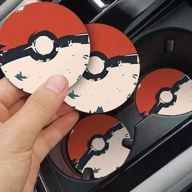 Pokémon Coaster Anime Peripheral Personality Trend Practical Car Coaster New Model Non-slip Cartoon Coaster