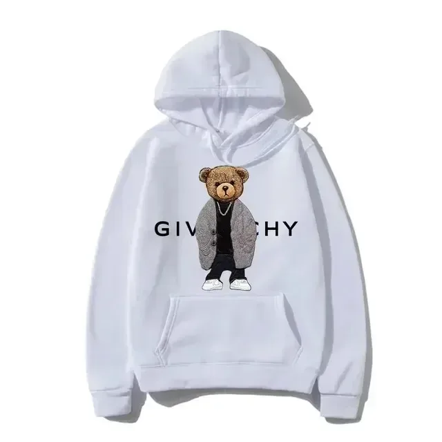 Men Women Unisex Autumn Winter Luxury Bear Print Hoodies Long Sleeve Fleece Pullover High Quality Free Shipping — image 13