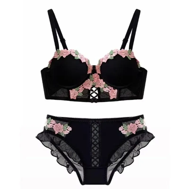 Japanese Sweet Sensual Bra Set Push Up for Small Breasts Lift & Gather Bigger Look Summer Light Soft Underwear Lingerie Set S-XL — image 7