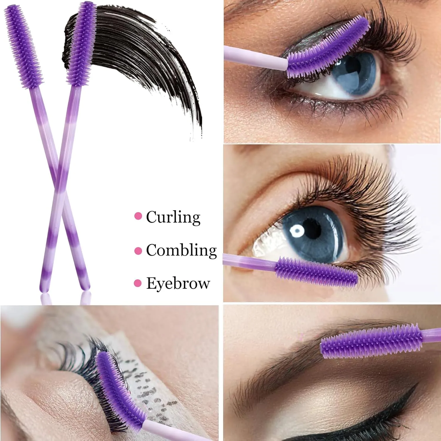 100PCS Eyelash Brush One-Off Disposable Eyelash Mascara Brushes Mascara Wands Disposable Lip Applicators liner Brushes Women — image 4