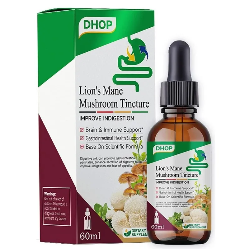 Lion's Mane Mushroom Tincture Liquid Brain & Immune Support and Gastrointestinal Health Support Lion's Mane 600 Mg 60 ML