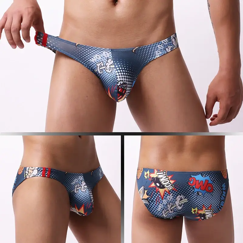 Men's Underwear Breathable Panties Fashion Printed Underpants Low Waist Lingerie Briefs 3256810337747479 — image 3